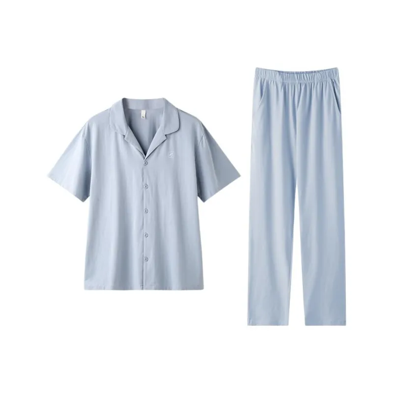 ZAO FU NIAO Pajama Set Men's Aqua Blue-0