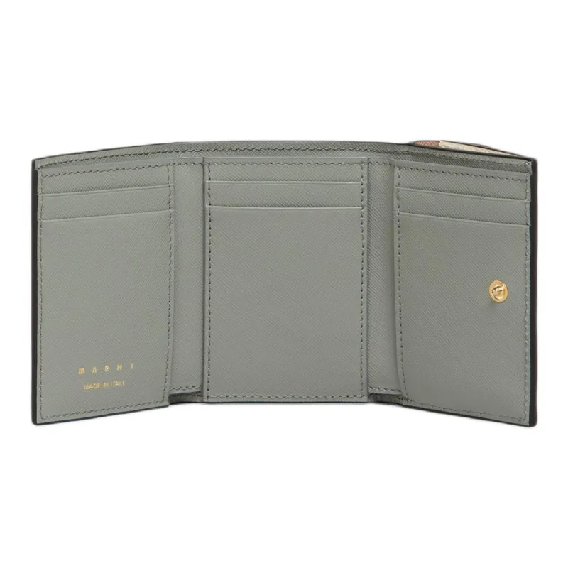 MARNI Calfskin Wallet Women's Light Pink & White & Gray-3