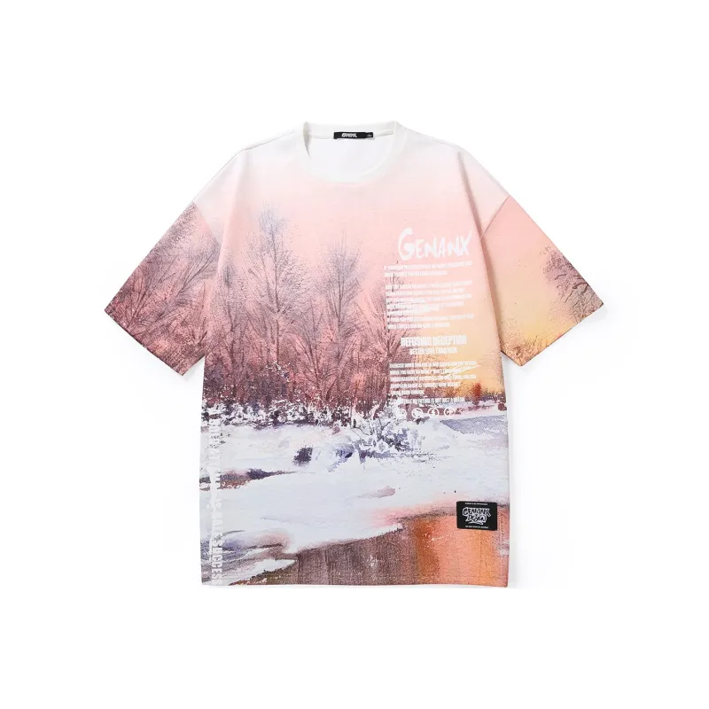 GENANX T Shirt Unisex Orange Pink-0