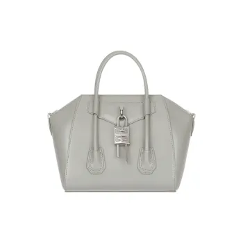Givenchy Antigona Lock Calfskin Shoulder Bag Crossbody Bag Handbag Mini Women's Light Gray