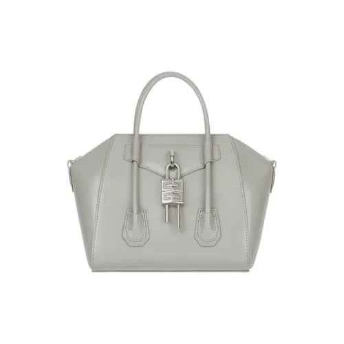 Givenchy Antigona Lock Calfskin Shoulder Bag Crossbody Bag Handbag Mini Women's Light Gray