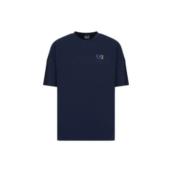 EMPORIO ARMANI EA7 SS23 Drop Shoulder Sleeve T Shirt Men's Navy