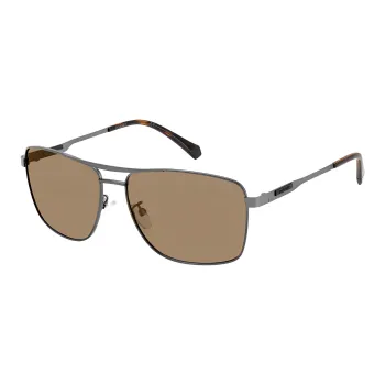 Polaroid Stainless Steel Aviator Sunglasses Men's Gray