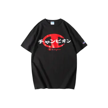 Champion Logo Print T shirt Black US Version