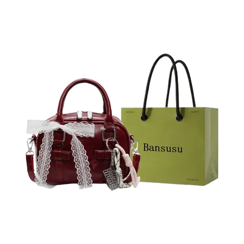 Bansusu PU Handbag Regular Women's Black/Ecru/Burgundy/Yellow/Pink-4