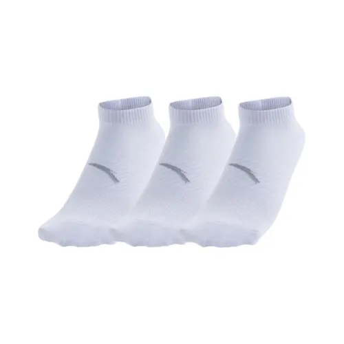 Anta Variety Training Collection Ankle Socks Unisex 3 Pack Pure White