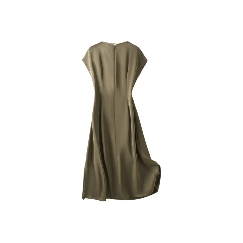 IHIMI Short Sleeved Dress Women's Khaki Brown-2