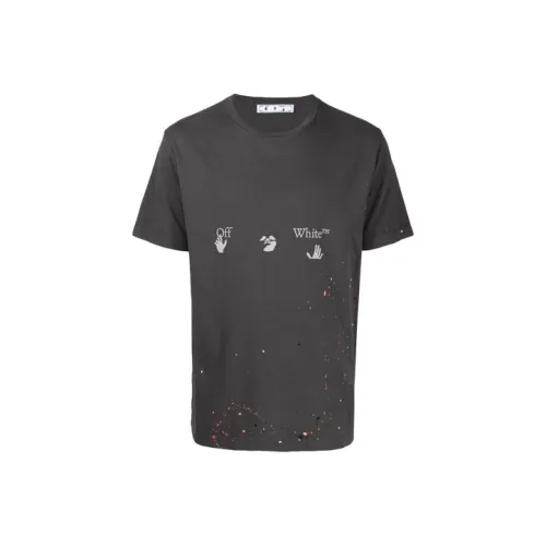 OFF WHITE Paint Splatter Print T Shirt