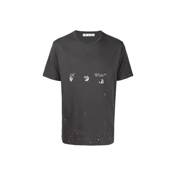 OFF WHITE Paint Splatter Print T Shirt-0