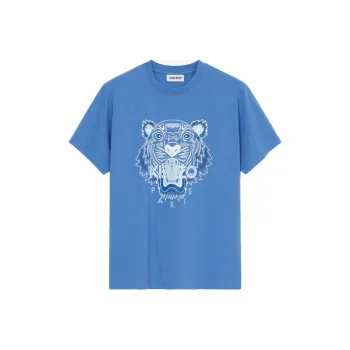 KENZO Classic Tiger Head T Shirts Men Blue