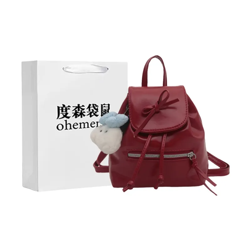 Dusen Kangaroo PU Backpack On The Shoulder Regular Women's Silver/White/Black/Red-17