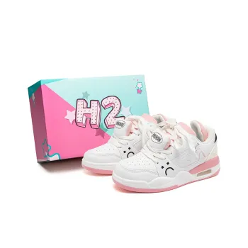 H2 Anti Slip Wear Resistant Low Top Skateboard Shoes Unisex White Pink Box