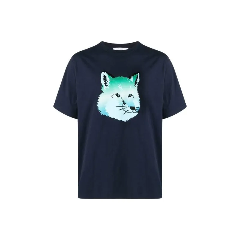 Maison Kitsune T Shirts Unisex Marine Blue-0