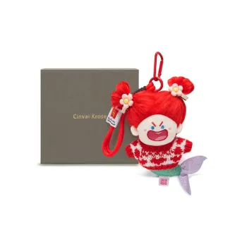 CinvaiKrose Plush Keychain Decoration Bag Accessory Women's Red/Pink