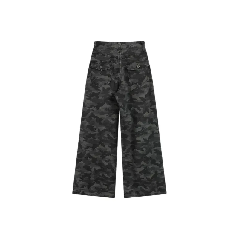 LESS BEARS Jeans Unisex Camouflage Gray-2