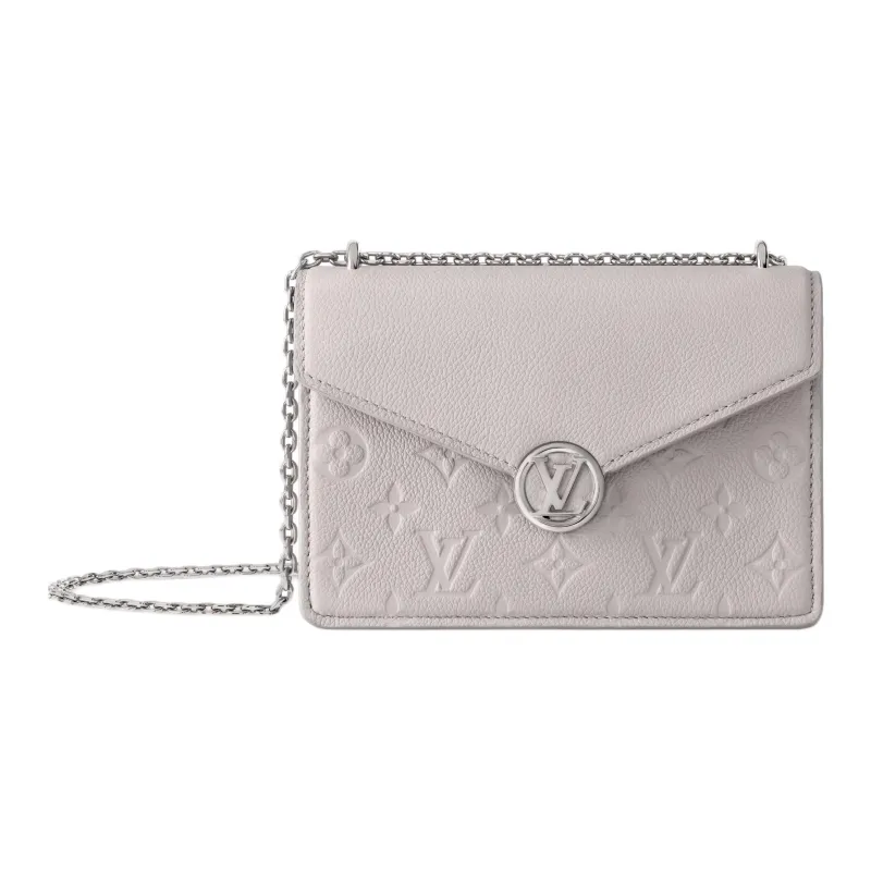 LOUIS VUITTON Embossed Grained Cow Leather Wallet Women's Mist Gray-0