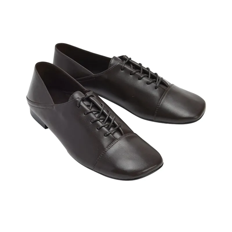 URBAN REVIVO Casual Single Shoes Women's Dark Coffee Brown-1