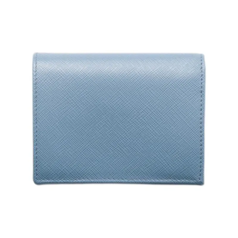 PRADA Leather Wallet Trumpets Women's Blue-2