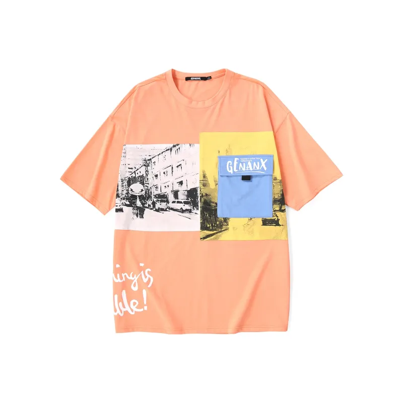 GENANX Straight Elbow Length Sleeved T Shirt Unisex-5