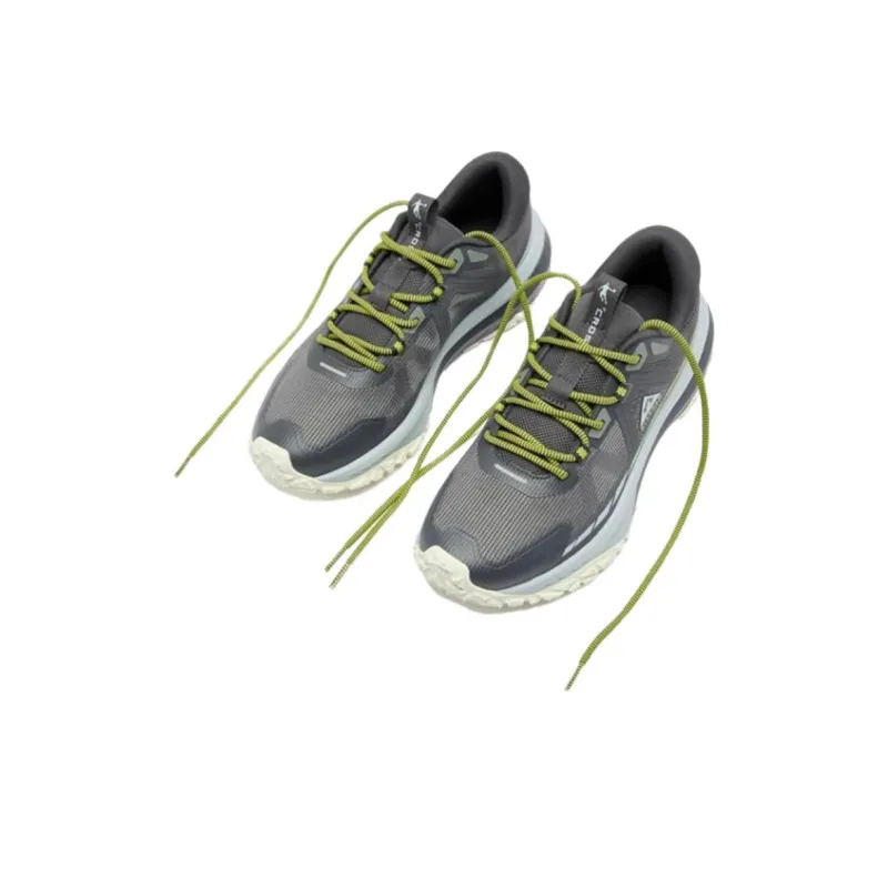 QIAODAN Anti Slip Wear Resistant Low Top Trail Running Shoes Men's Gray Blue-2