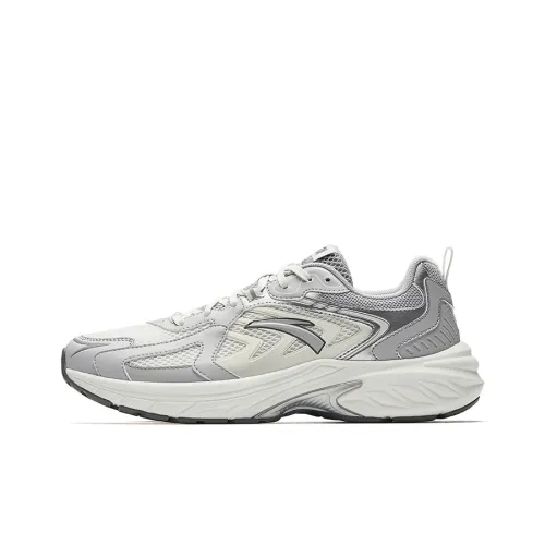 Anta Running Collection Slip Resistant Breathable Low Top Casual Running Shoes Men's White Gray Silver