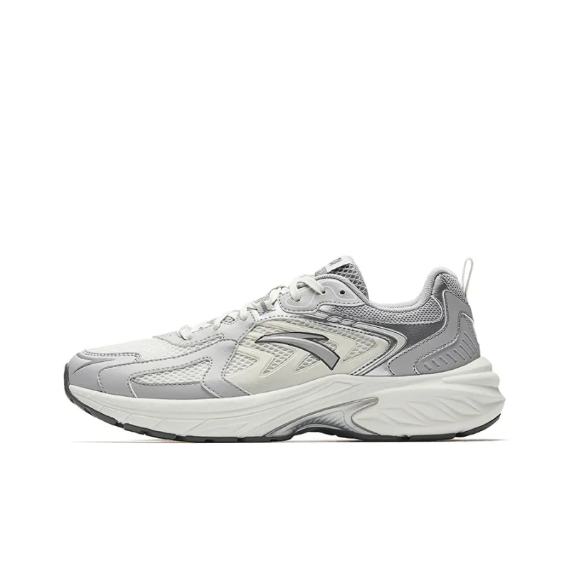 Anta Running Collection Slip Resistant Breathable Low Top Casual Running Shoes Men's White Gray Silver-0