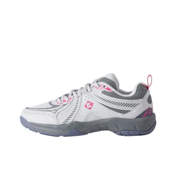 KUMPOO Cushioning Breathable Support Low Top Badminton Shoes Unisex White Gray Pink
