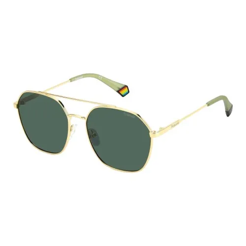 Polaroid Stainless Steel Irregular Shape Sunglasses Unisex Gold