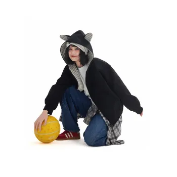 American Luxury Streetwear Loose Fit Plaid Cat Ear Hoodie Unisex