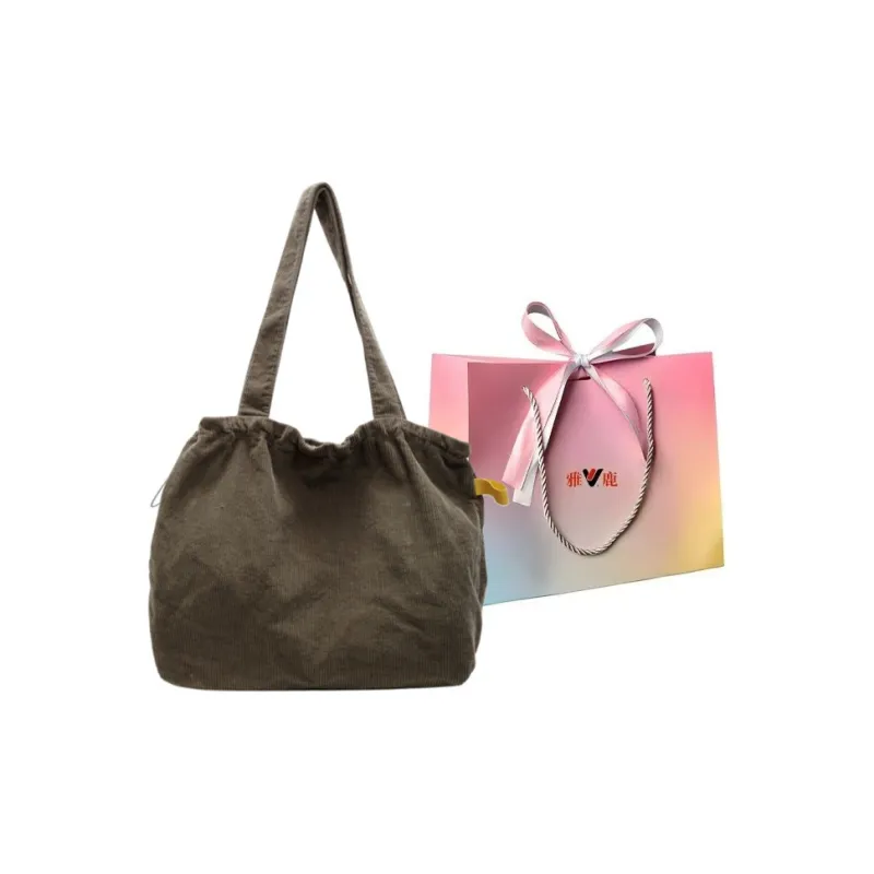Yalu Corduroy Handbag, Shoulder Bag Regular Women's Black/Brown/Ecru/Red/Gray-6