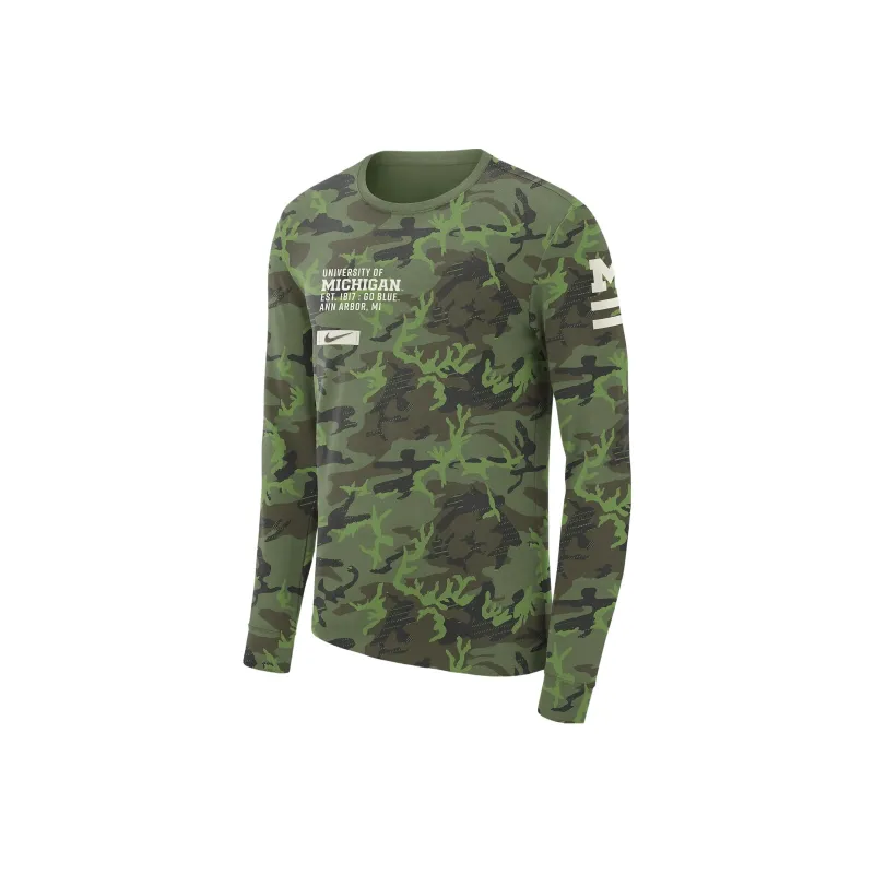 Nike College Michigan Men's Long-Sleeve Crew Neck T-Shirt-0