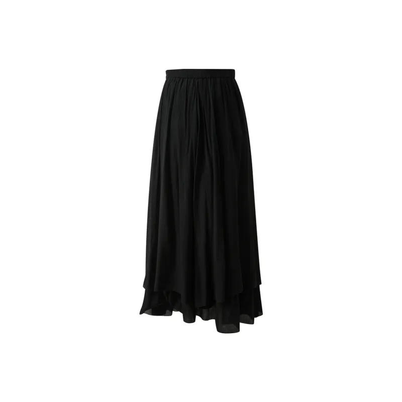 3COLOUR Casual Long Skirt Women's Classic Black-1