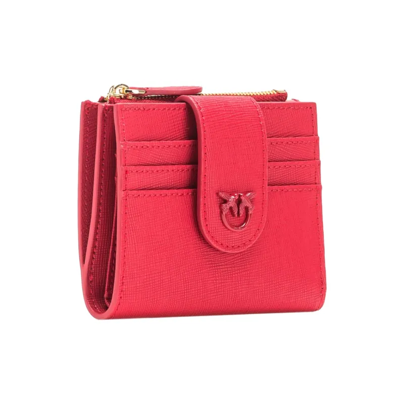 PINKO LOVE Series Cow Leather Wallet Women's Coral Red-1