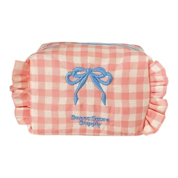 Boniu Cotton Linen Blend Storage Bag Unisex Pink/Red