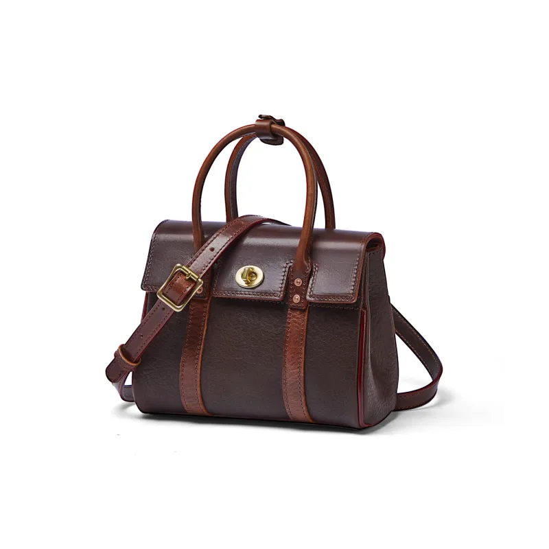KAISER Top Grain Cow Leather Handbag Regular Women's Coffee/Brown-0