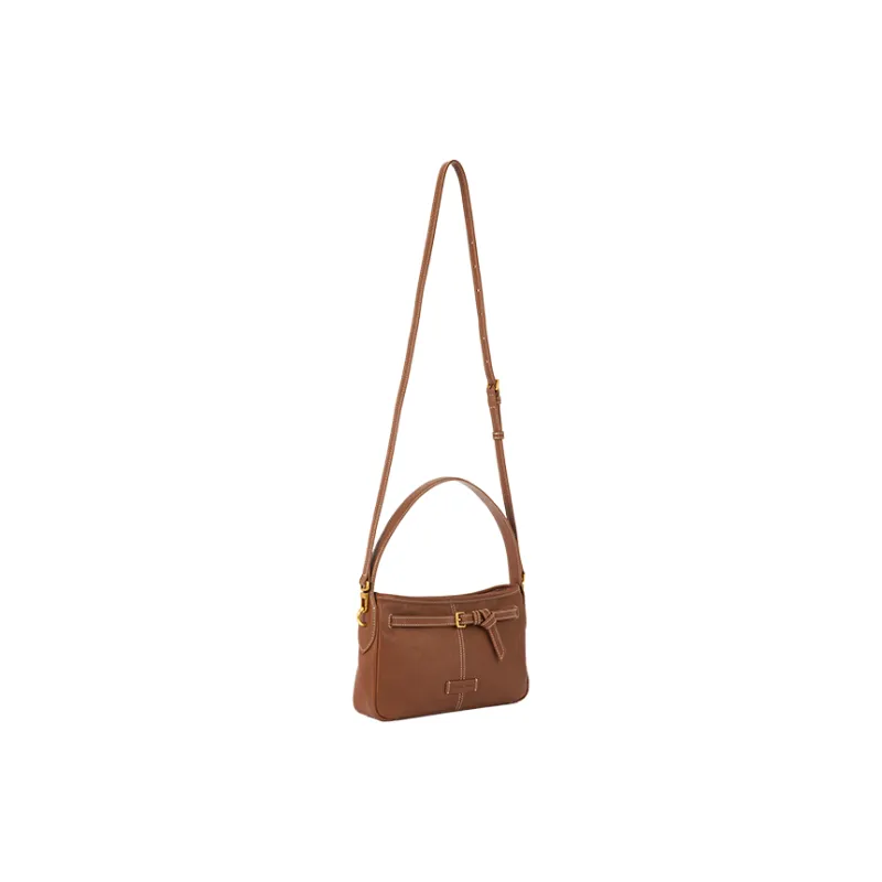 VANESSA HOGAN Top Grain Cow Leather Crossbody Bag Pochette Shoulder Bag Regular Women's Cocoa Red Brown/Obsidian Black-3