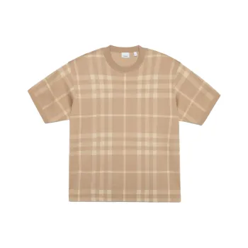 Burberry SS23 Men's Check Print Pullover Short Sleeve T Shirt Beige