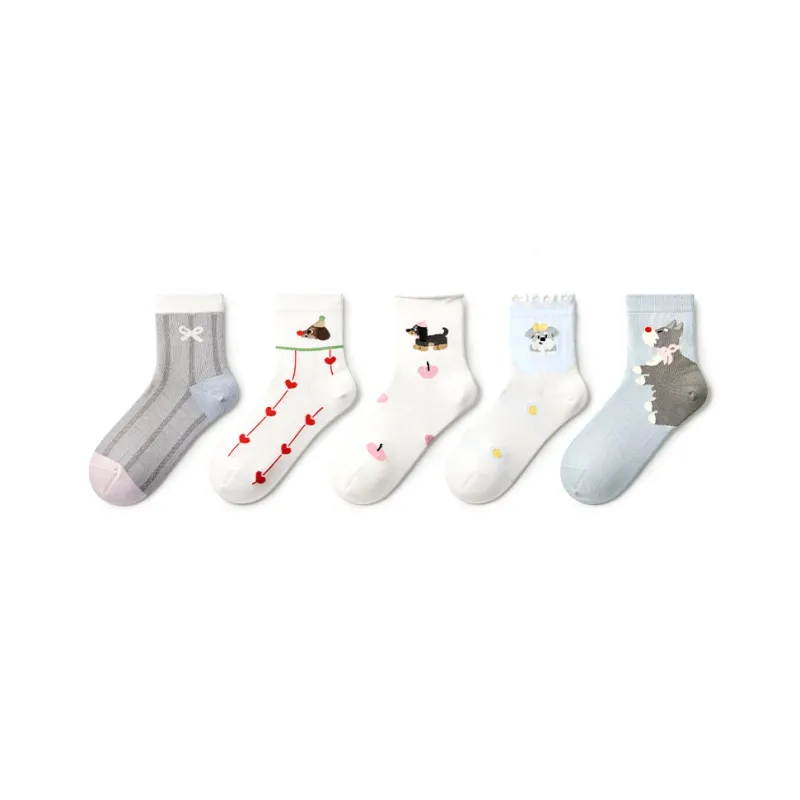 Primeet Mid Calf Socks Women's 5 Pack Hug The Fruit-0