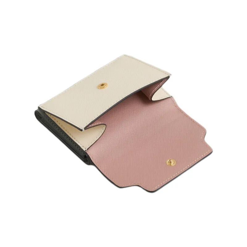 MARNI Calfskin Wallet Women's Light Pink & White & Gray-4