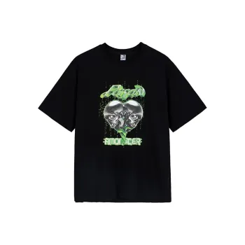 AMONSTER Straight Elbow-Length Sleeved T-Shirt Unisex Black Green