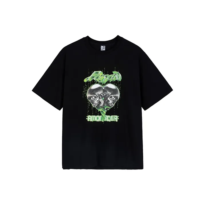 AMONSTER Straight Elbow-Length Sleeved T-Shirt Unisex Black Green-0