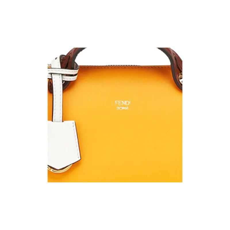 FENDI Calfskin Boston Bag Crossbody Handbag Shoulder Bag Mini Women's Orange-4