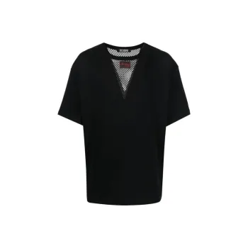 RAF SIMONS Fishnet panel Short sleeve T shirt