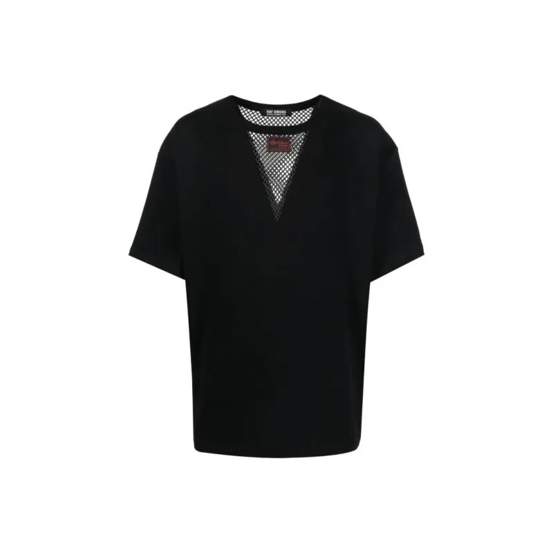 RAF SIMONS Fishnet panel Short sleeve T shirt-0