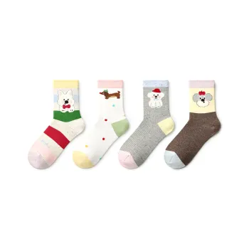 Primeet Mid Calf Socks Women's 5 Pack Cute Pet Puppy