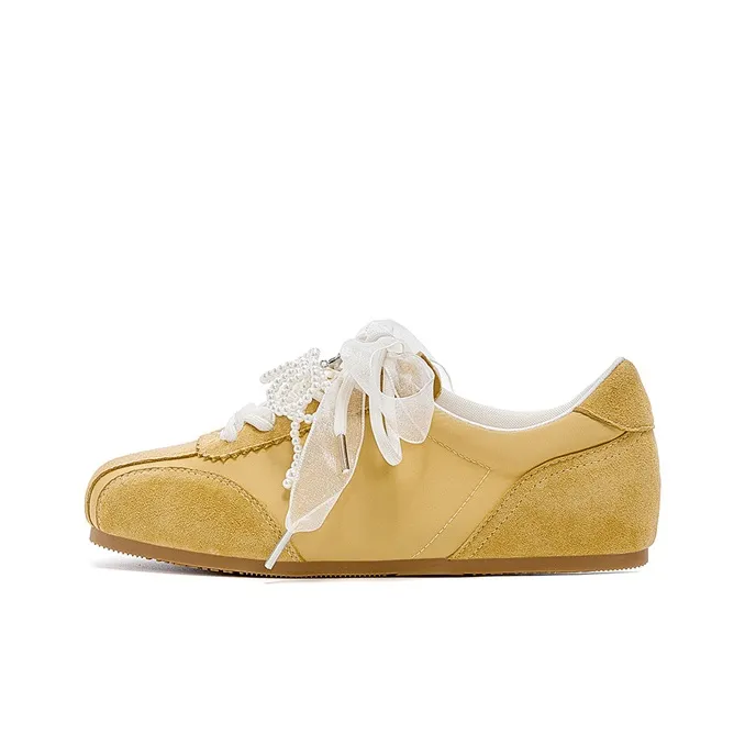 JOSINY Casual Shoes Women's Low Top White/Beige/Yellow-1
