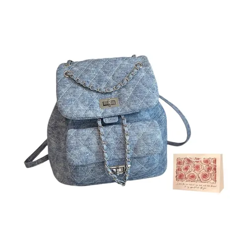 Rainbow Girl Denim Backpack Regular Women's Multicolor