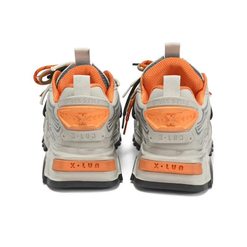 X·LUN Slip Resistant Cushioning Breathable Low Top Skateboard Shoes Unisex Ecru With Gray-4