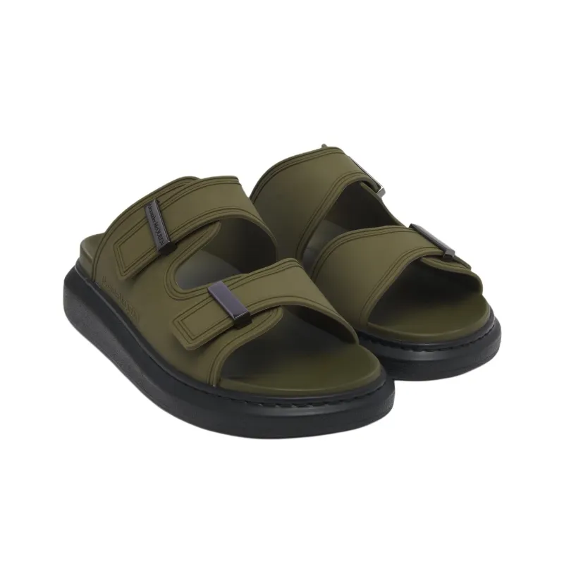 Alexander McQueen Hybrid Rubber Sole Odor Resistant Slide Slippers Men's Green-2