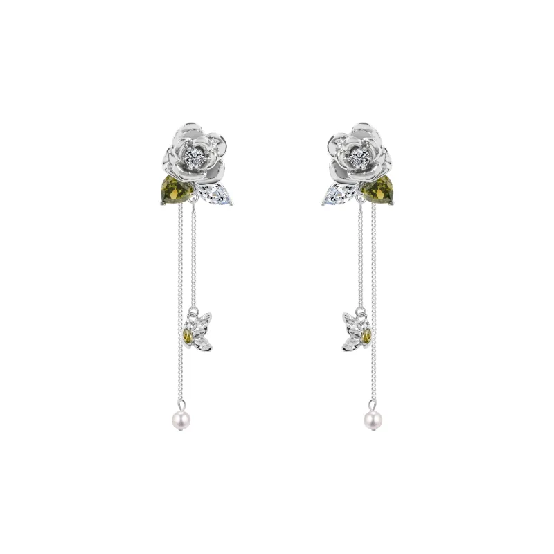 KEYS VIA Copper Alloy, Synthetic Cubic Zirconia S925 Sterling Silver Stud Earrings Women's-0